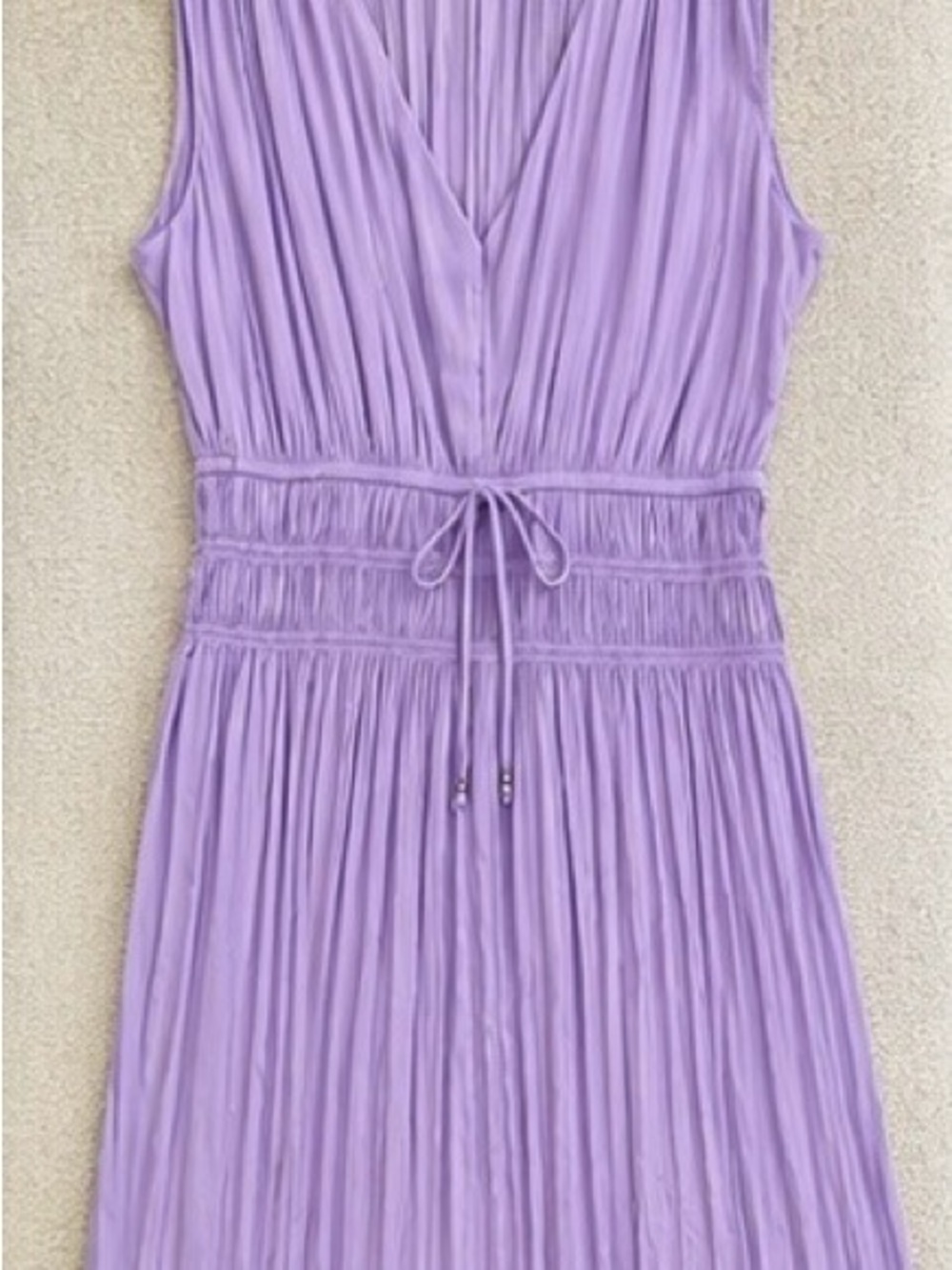 White House Black Market  V-Neck Smocked Waist Midi Dress
Color: Smoky Orchid